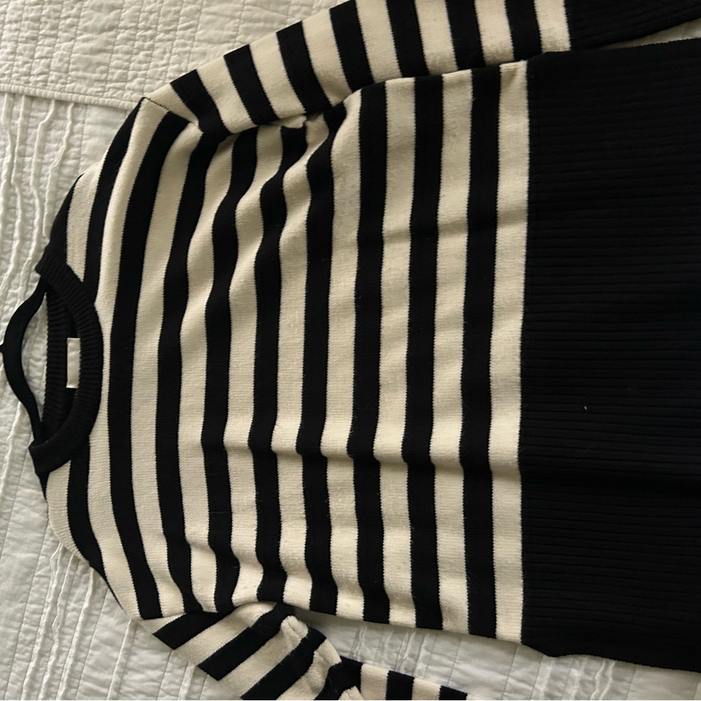 Industry Black and Cream Crew Neck Sweater